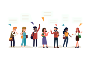 grupo diverso de personas en conversacion