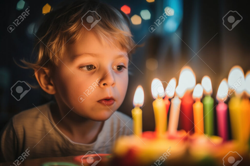 nino soplando velas de cumpleanos