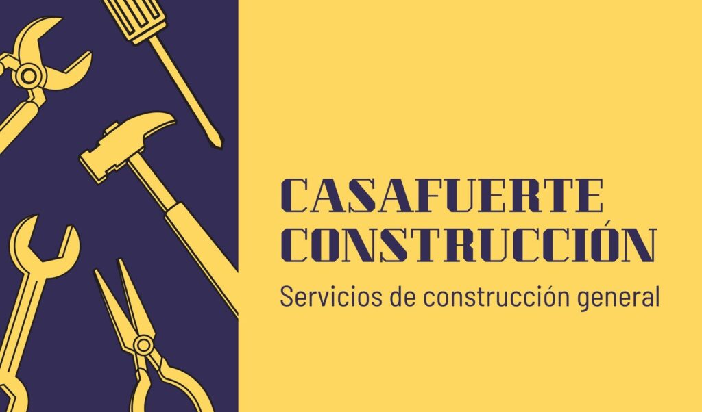 tarjeta de presentacion con herramientas de construccion
